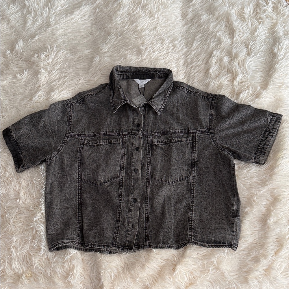 Nicole Miller New York Charcoal Button-Up Shirt NWT
